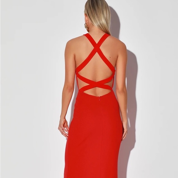 Stunning, long bright red dress! Xsmall - Picture 3 of 6